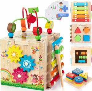 Bravmate Wooden Activity Cube